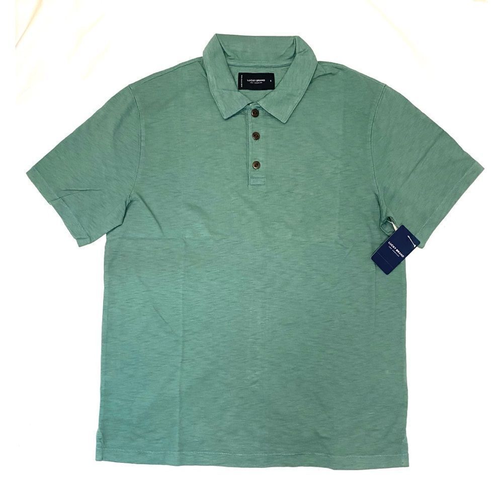 Lucky Brand Men's Sea Pine Green High Twist Polo Size Small